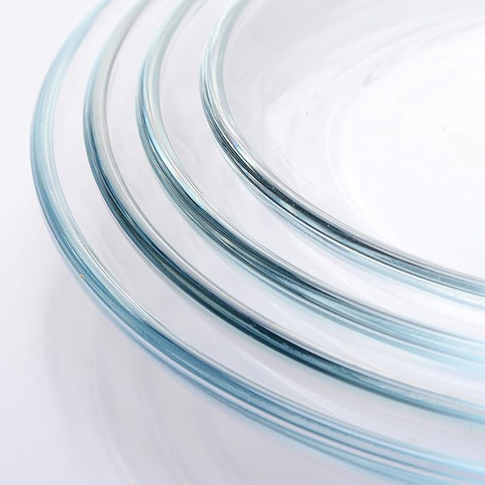 FOYO Basics Glass Plate Set, 10 inch Round Tempered Glass Dinner Plates, Glass Serving Dinnerware, Set of 2