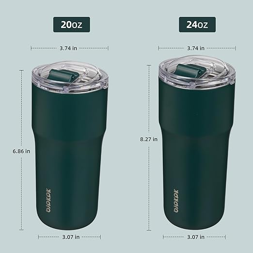 BJPKPK Insulated Tumbler,20oz Stainless Steel Tumbler with lid,Double Wall Travel Coffee Mug Thermal Cup,Keep Drinks Cold and Hot,Dark Green