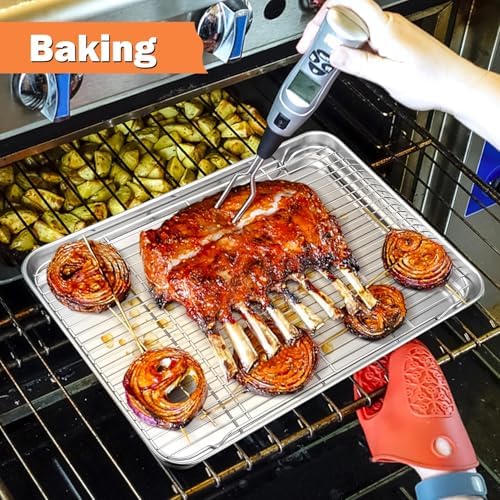 P&P CHEF Cooling Baking Rack Stainless Steel, 16.6" x 11.5", 2 Pcs, Silver
