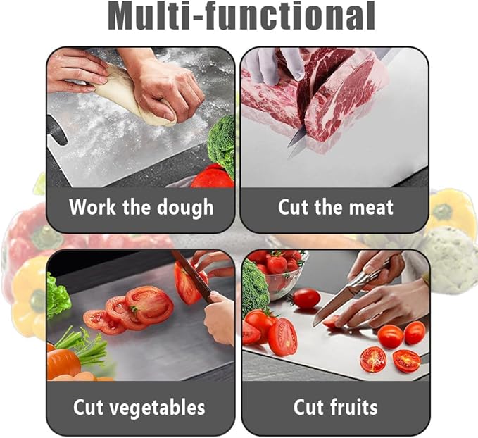 Titanium Cutting Board, 17.6X12 IN Pure Titanium Cutting Boards for Kitchen, Cutting Boards Non Toxic, Double-Sided Food-Grade, Easy to Clean, Dishwasher Safe, for Meats, Fruits and Vegetables
