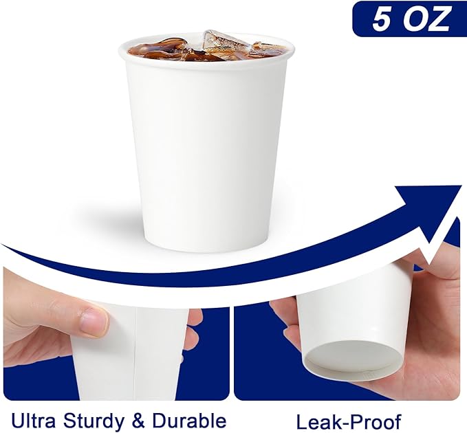 100 Pack 5 oz Paper Cups, Disposable Bathroom Cups, Small Mouthwash Cups, Mini Paper Cups for Bathroom White 100Pack