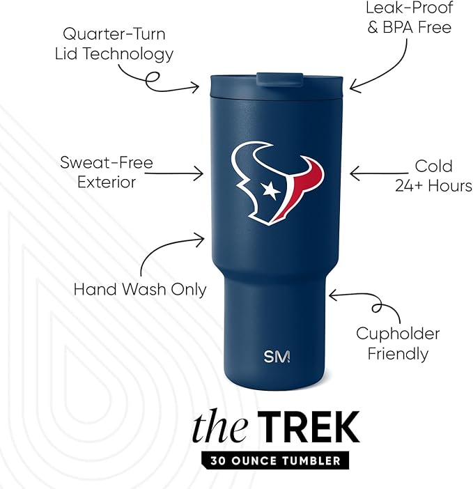 Simple Modern Officially Licensed NFL 30oz Tumbler with Flip Lid and Straws | Football Insulated Stainless Steel Cup | Gifts for Men Women | Trek Collection