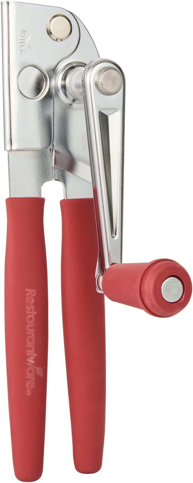 Restaurantware Stainless Steel Magnetic Manual Can Opener - 36 Pack - German Standard Red Crank Can Opener with Magnet, Ergonomic Handles, Non-Slip - Heavy-Duty Hand Can Opener, Easy Turn, Sharp Blade