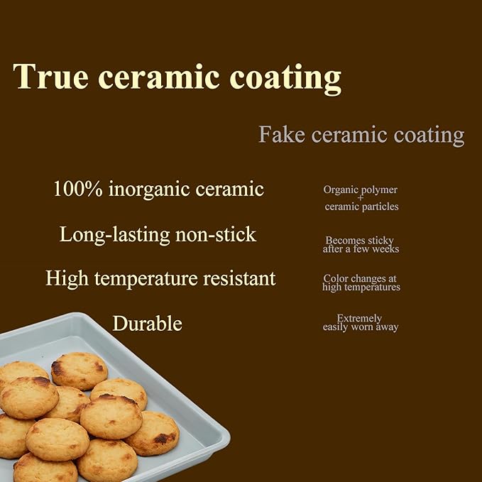Ceramic Baking Sheet, Cookie Sheets for Baking 15x10", Non-Stick & Non-Toxic Ceramic Coating, 2.2mm Thick Aluminum Oven Trays for Cooking, PTFE & PFOA Free
