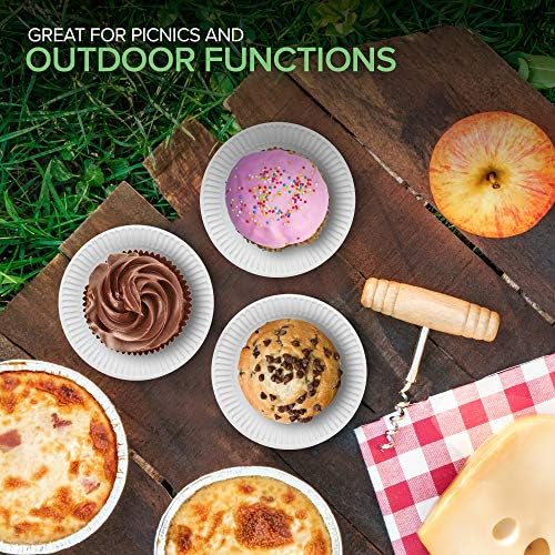 6-Inch Paper Plates Uncoated, Everyday Disposable Dessert Plates 6" Paper Plate Bulk, White, 500 Count, Stock Your Home