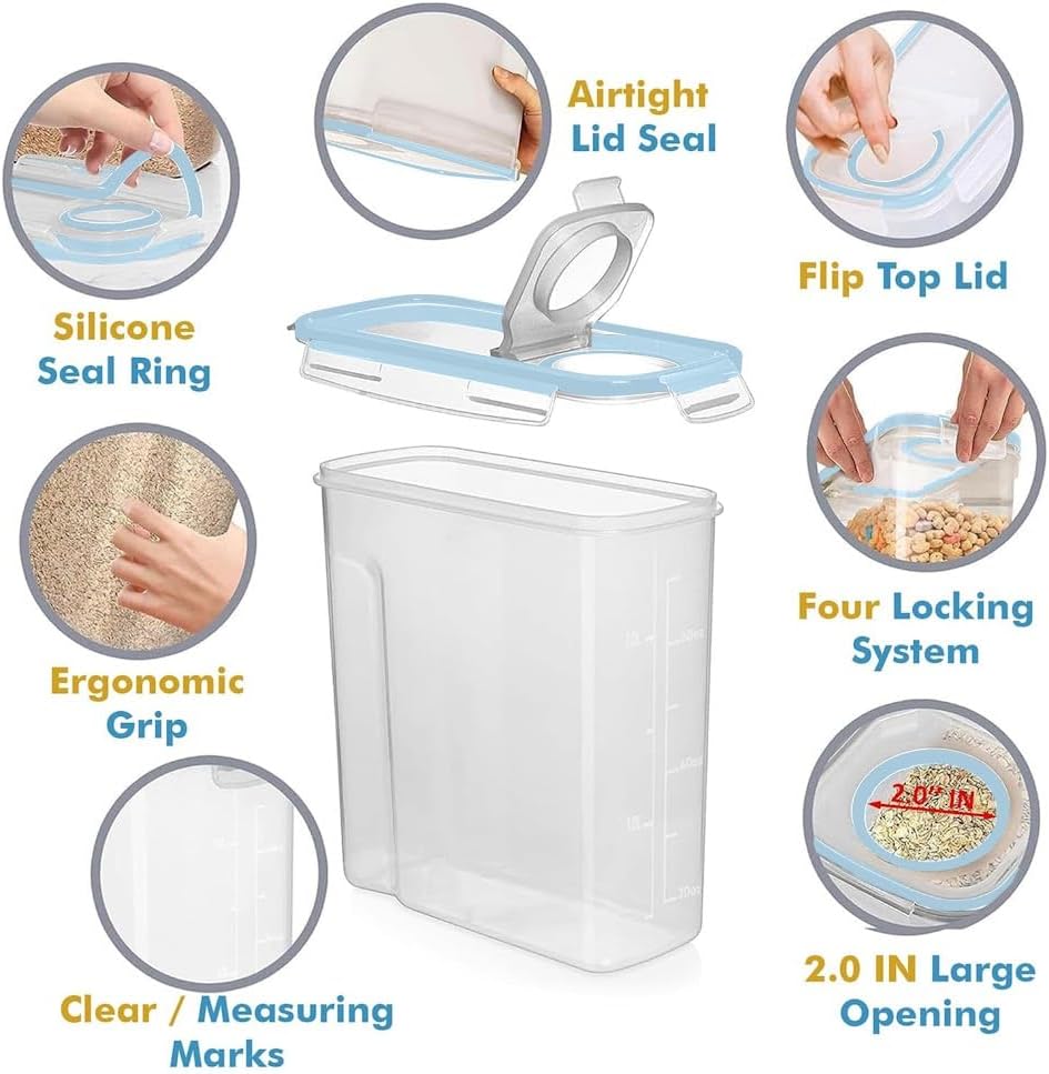 Shazo 2 PC (2.5L / 15.4Oz) Small Airtight Food Containers Storage with Lids