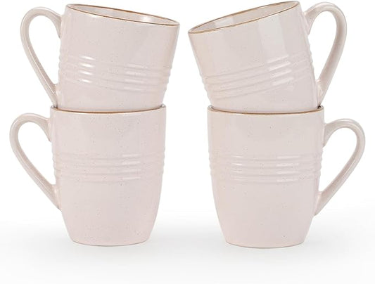 famiware Jupiter Coffee Mugs Set of 4, 13 oz Coffee Mug, Microwave and Dishwasher Safe, Coffee Cups with Handle for Coffee, Tea, Cocoa, Milk, Light Pink