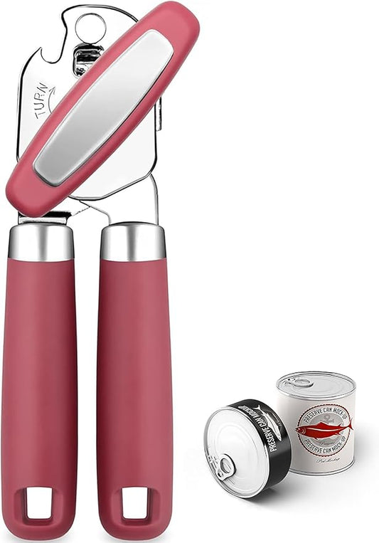 Can Opener,Professional 3-In-1 Multifunctional Manual Can Openers Bottle Opener,Kitchen Durable Stainless Steel Heavy Duty Can Opener Smooth Edge for Kitchen Seniors Friendly