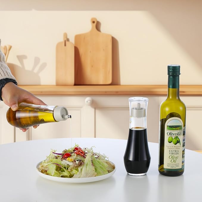 Diamond Oil and Vinegar Dispenser for kitchen,Olive Oil Dispenser Bottle,Elegant Glass Cooking Oil Dispenser,Dispenser Bottle of 10 OZ