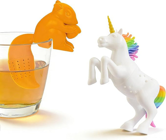 2 Pcs Tea Infuser Cute, Reusable Tea Strainers, Fun Tea Infuser, Leaf Tea Infuser Is a Lovely Companion for Afternoon Tea Time (Unicorn + Squirrel)
