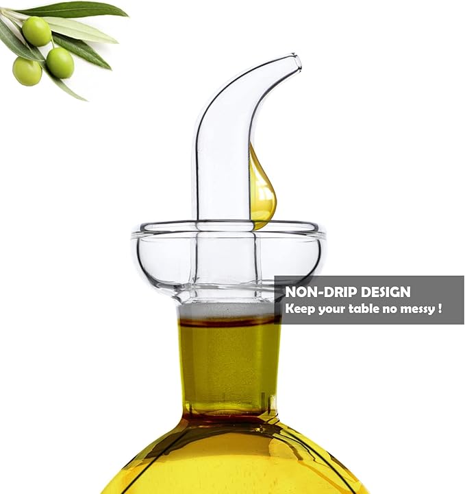HAIZEEN 18 oz / 540 ml Glass All-Purpose Cruet, Glass Oil Decanter and Cruet (Spherical-18 oz)