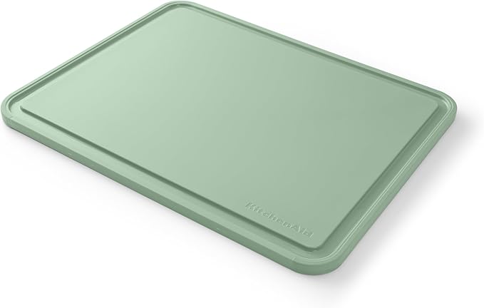 KitchenAid Classic Plastic Cutting Board with Perimeter Trench and Non Slip Edges, Dishwasher Safe, 11 inch x 14 inch, Green