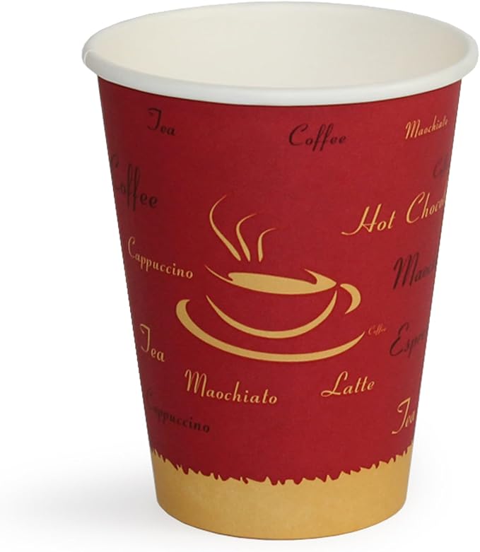 PAMI Disposable Coffee Cups, Single-Use Paper Cups, To-Go Hot Beverage Cups for Espresso Coffee Tea Hot Chocolate, Leak Resistant, Cafe & Home Use (1000, 12oz)