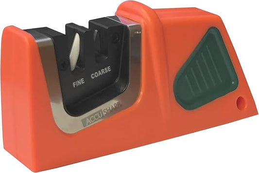 AccuSharp Compact Pull-Through 2-Stage Knife Sharpener - Diamond-Honed Tungsten Carbide Rust-Free Quickly Sharpens, Restores, Repairs & Hones Chef Knives, Orange/Green
