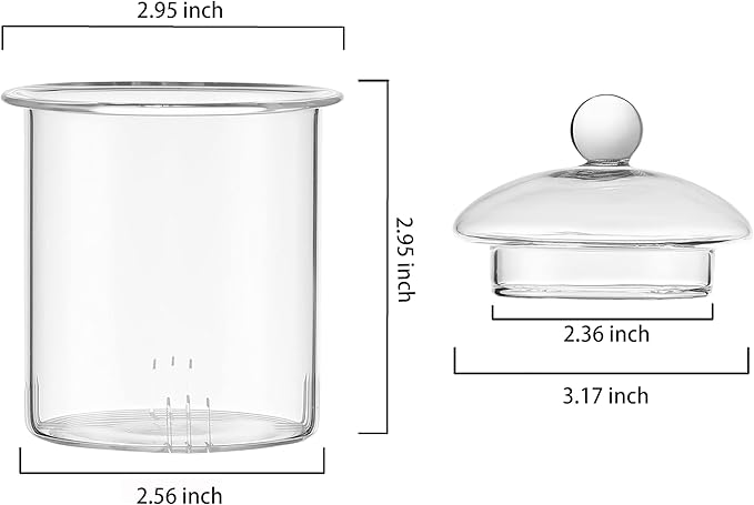 CnGlass Replacement Glass Tea Infuser with Lid for 33.8oz/40.6oz Teapot,Borosilicate Glass-Odor and Stain Free