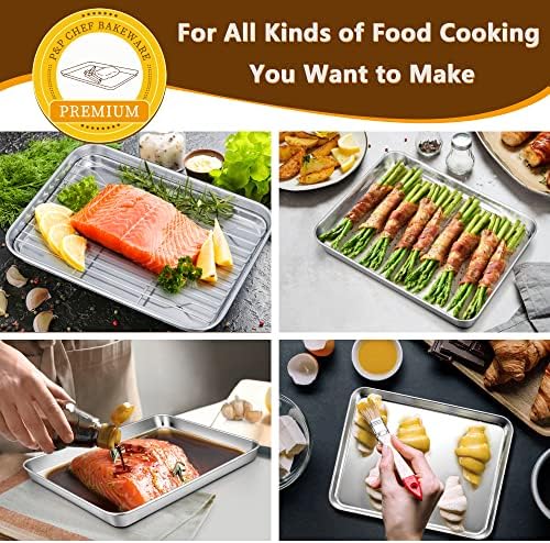 P&P CHEF Stainless Steel Baking Sheet with Rack Set for Cookie, 10.4 Inch