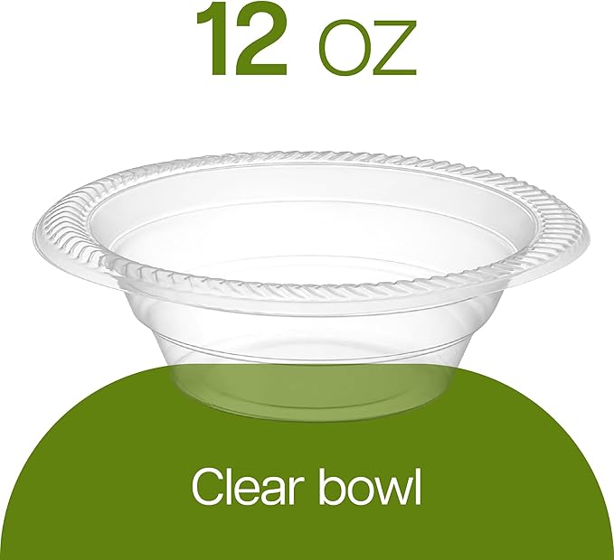 PLASTICPRO 480 Pack Clear Plastic Soup Bowls 12 oz Bulk Pack Durable Disposable Plastic Bowls for Parties Events BBQ