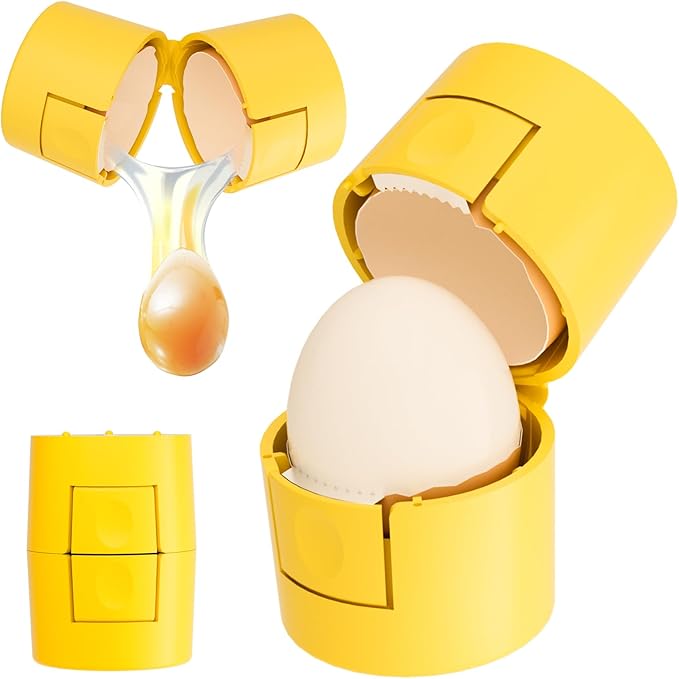 Egg Shell Opener, Egg Peeler Cracker, Cute Egg Separator for Raw Eggs, Home Kitchen Gadgets Tool (Yellow)