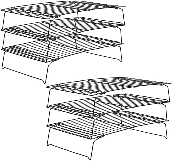 Kingrol 2 Pack 3-Tier Stackable Cooling Rack, Non-stick Wire Cake Rack for Pies, Cookies, Pastries