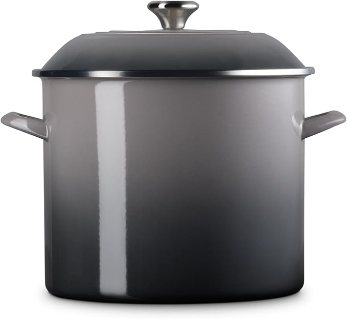 Le Creuset Enamel on Steel Traditional Stockpot, 16 qt., Oyster with Stainless Steel Knob