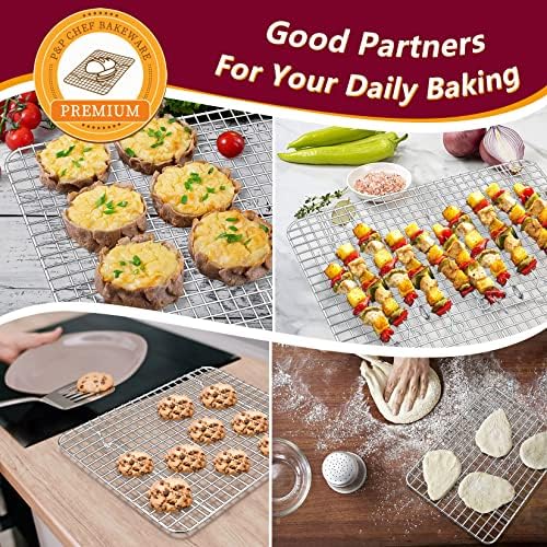P&P CHEF 16 + 12.5 + 9 Inch Cookie Baking Sheet Pan with Wire Rack,6 Pcs