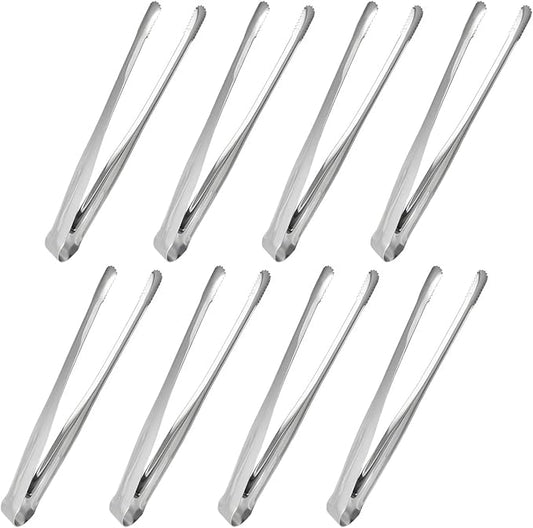 8 Pack Kitchen Tongs, Stainless Steel Serving Tongs with Non-Slip Tips for Cooking，Easily Control Kitchen Tweezer, Multi-Purpose Korean Tong for Baking, Food Plating, BBQ (12 Inch)