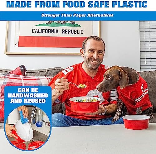 GoBig Red Party Cup Bowls - Large Disposable Plastic Bowls - 22 oz or 60 oz