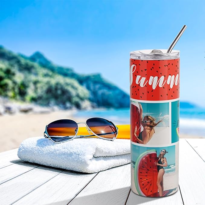 PYD Life 24 Pack Sublimation Tumblers Blanks Skinny 20 OZ White Straight Bulk Stainless Steel Cups with Metal Straw and Lid for Tumbler Heat Press Machine Sublimation Print