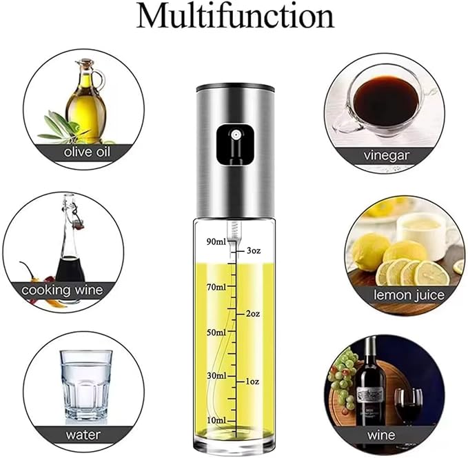 Oil Sprayer for Cooking – Glass Oil Dispenser Bottle with Stainless Steel Top, Olive Oil Sprayer, Cooking Oil Dispenser Set with Funnel, Brush & Cleaning Tool