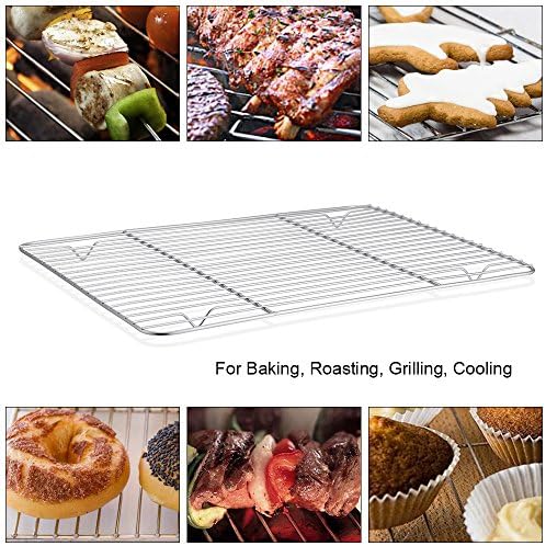 P&P CHEF 8.6" x 6.2" Cooling Baking Wire Racks Pack of 2, Silver