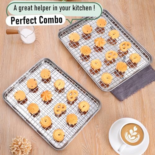 Homikit Jelly Roll Pan with Cooling Rack Set (2 Pans+2 Racks), 16" x 12"