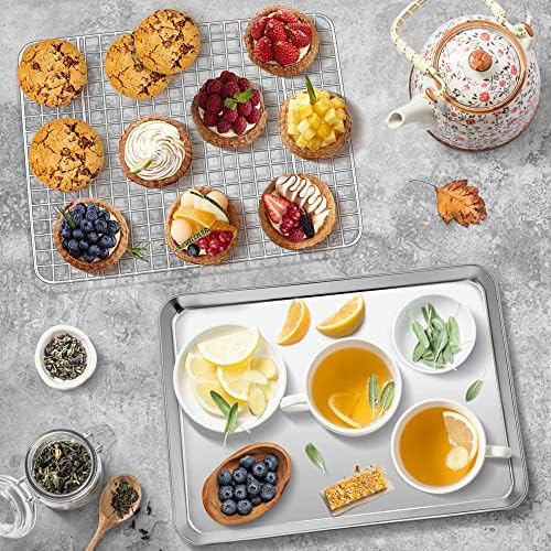 P&P CHEF 12.5 Inch Toaster Oven Pan Tray with Wire Rack, 2 PCS