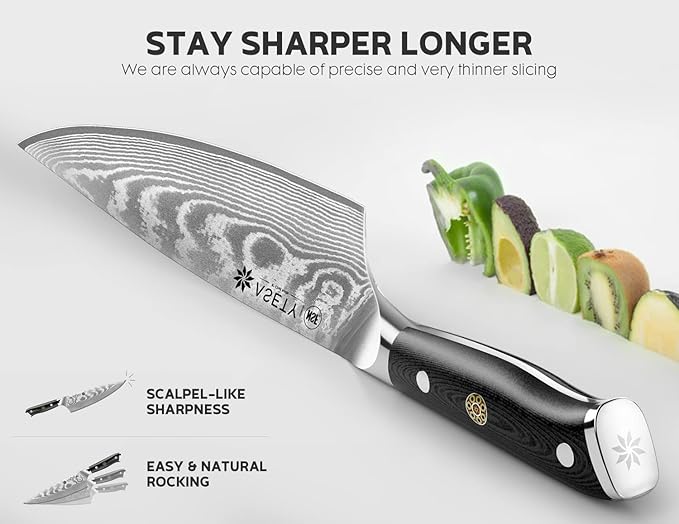 Damascus Knife Set 3 PCS: Japanese Kitchen Knives with VG10 Steel Core, Ultra-Sharp Professional Chef Knife Set, Full Tang G10 Handle, NSF Food-Safe, Elegant Box for Men Him Husband