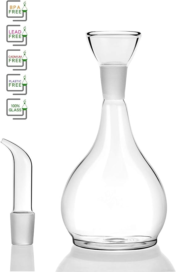 HAIZEEN 13ounce/ 380 ml Clear Glass Olive Oil Dispenser Bottle - Oil & Vinegar Cruet with Pourers and NO Funnel Needed - Olive Oil Carafe Decanter for Kitchen and BBQ