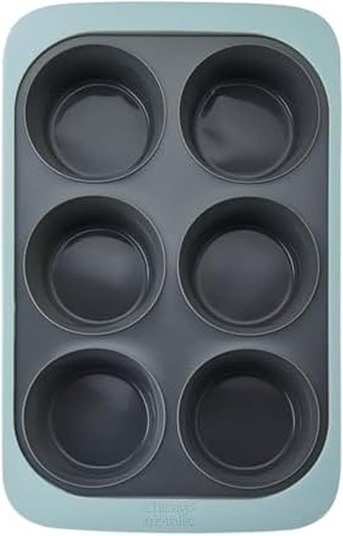Chicago Metallic 6-Cup Silicone Muffin Pan, Nonstick Bakeware with Wire-Reinforced Rim, BPA-Free Food-Grade Silicone, Oven Safe to 428°F, Dishwasher Safe, Easy Muffin Release