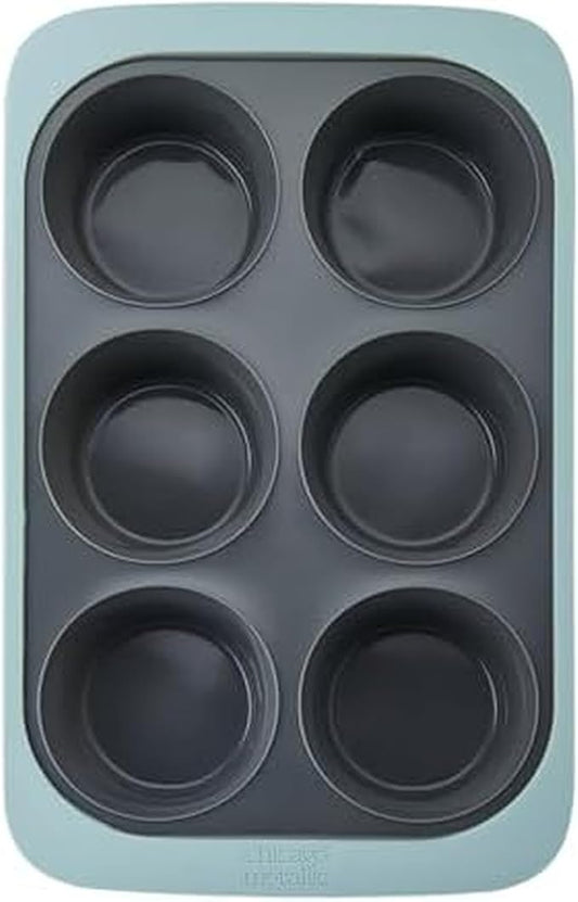 Chicago Metallic 6-Cup Silicone Muffin Pan, Nonstick Bakeware with Wire-Reinforced Rim, BPA-Free Food-Grade Silicone, Oven Safe to 428°F, Dishwasher Safe, Easy Muffin Release