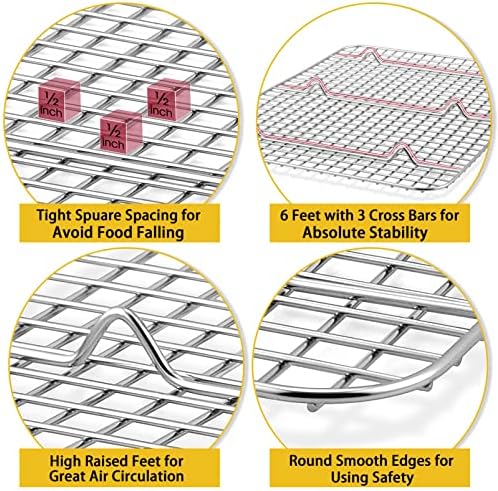 P&P CHEF 15.3 Inch Stainless Steel Cooling Baking Rack Set of 2