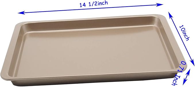 2PCS Cookie Sheet 10x14.5 Inch (Inner 9x13) Baking Sheet Nonstick Heavy Carbon Steel Baking Pans Bakeware