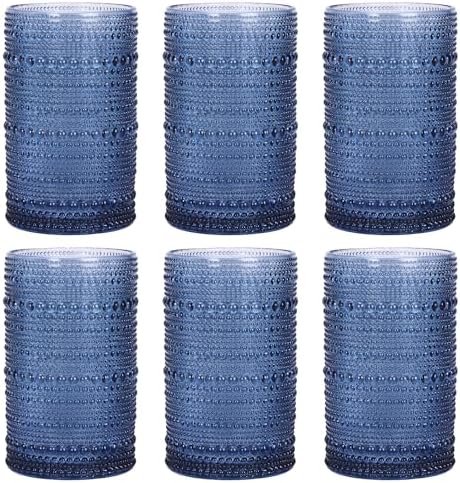 Moretoes 12 Oz Vintage Hobnail Drinking Glasses Set of 6