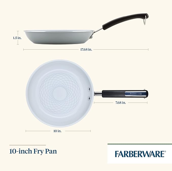 Farberware EcoAdvantage Ceramic Nonstick Frying Pan/Skillet, 10 Inch, Gray