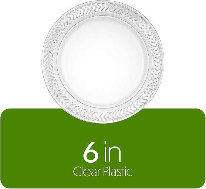 PLASTICPRO 80 Pack Clear Plastic Plates 6 Inch Durable Disposable Plastic Dinner Plates for Parties Events BBQ