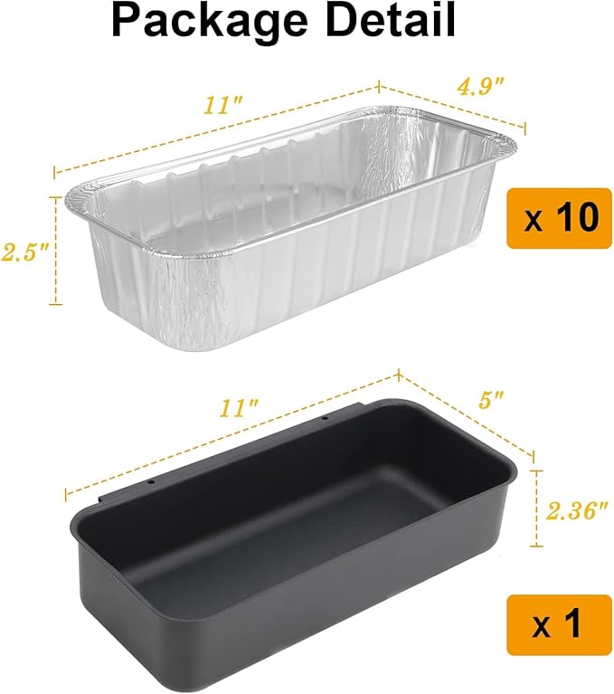 LS'BABQ 70379 Grill Grease Catch Pan for Weber Genesis II 400/600 and II LX 400/600, Summit 400 and 600 Gas Grill Grease Tray with 10PCS 6498 Aluminum Foil Drip Pan Liners for Weber SmokeFire EX4 EX6