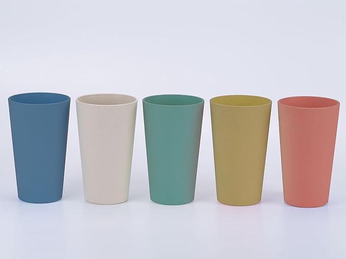 LuckyZone Wheat Straw Unbreakable Cup | 20 oz Reusable Water Drinking Glasses Sets of 10 | Lightweight Tumbler for Kitchen Outdoor | Dishwasher Safe, BPA Free, Eco friendly (20 oz, 10Pcs/Multicolor)