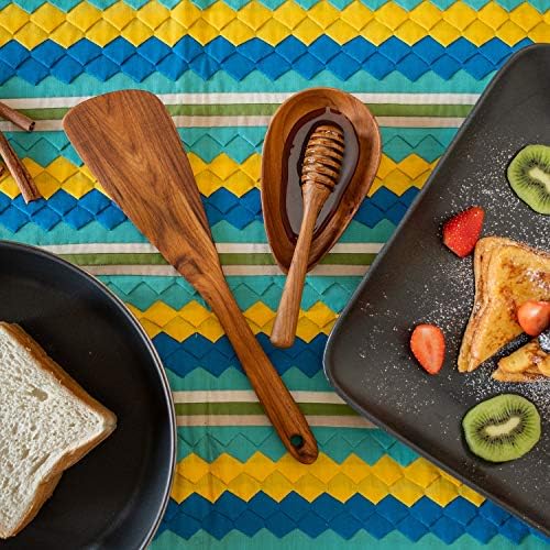 FAAY 11.5” Left-Hand Compact Wooden Spatula – Angled Teak Turner for Left-Handed Cooking, Flat Wide Blade for Stir-Fry, Flipping & Scraping, Handcrafted Thai Teak, Safe for Nonstick Cookware