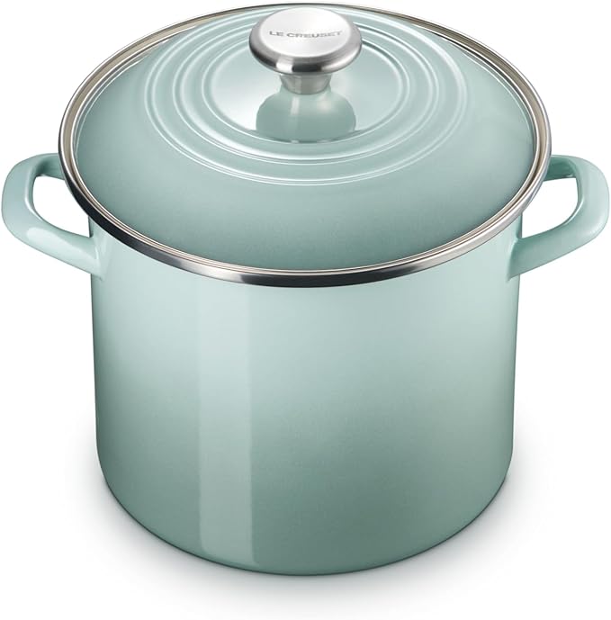 Le Creuset Enamel on Steel Traditional Stockpot, 8 qt., Sea Salt with Stainless Steel Knob