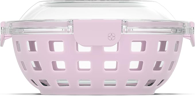 Ello Duraglass Meal Prep Container- Glass Food Storage Container with Silicone Sleeve and Airtight BPA-Free Plastic Lid, Dishwasher, Microwave, and Freezer Safe