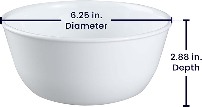 Corelle 3138 28 oz Vitrelle Glass Winter Frost White Noodle Bowl, Pack of 3