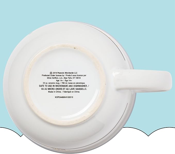 Silver Buffalo Peanuts Snoopy and Woodstock Did Someone Say Food Ceramic Soup Mug with Vented Plastic Lid, 24 Ounces