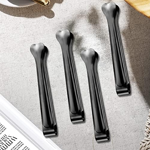 18 Pack Premium Small Serving Tongs, Mini Stainless Steel Appetizer Tongs Black 4.33Inch
