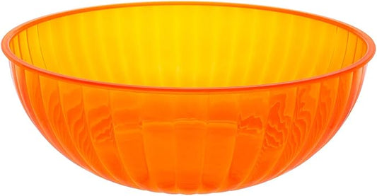 Party Essentials Hard Plastic 192 OZ./6 QT/1.5 Gallon Large Serving Bowls For Punch/Salad/Snack/Treat/Fruit, 3-Count, Neon Orange
